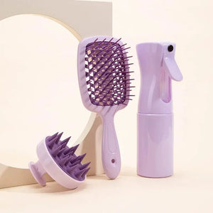 Hollow Comb Set With Spray Bottle 200ml Hair Care Product Set Silicone Shampoo Head Scalp Massage Brush