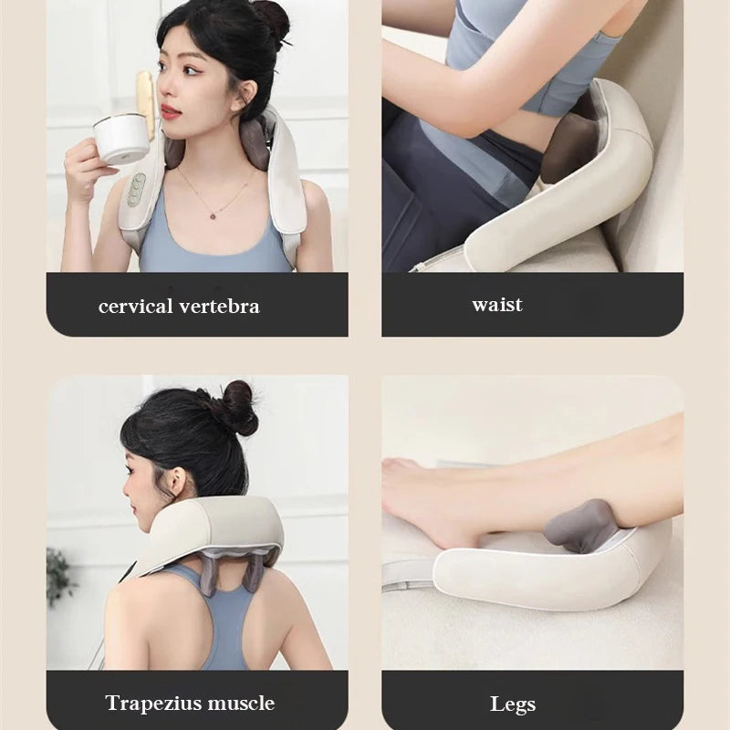 Electric Neck Massage Shawl U Shape Shiatsu Kneading Heating Relieve Cervical Back Pain Relaxation Fatigue Body Massage Device